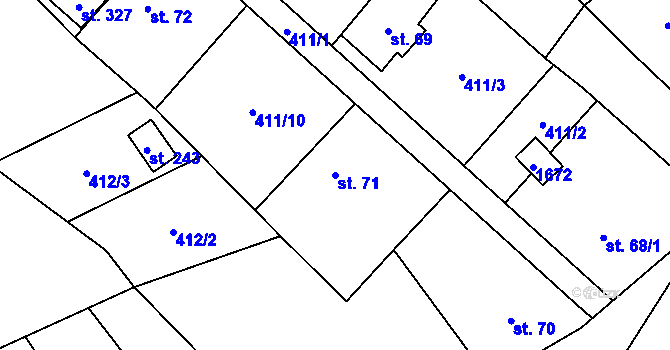 Parcela st. 71 v KÚ Mladotice, Katastrální mapa