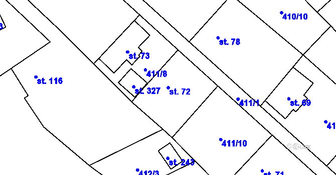 Parcela st. 72 v KÚ Mladotice, Katastrální mapa