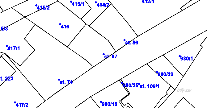 Parcela st. 87 v KÚ Mladotice, Katastrální mapa