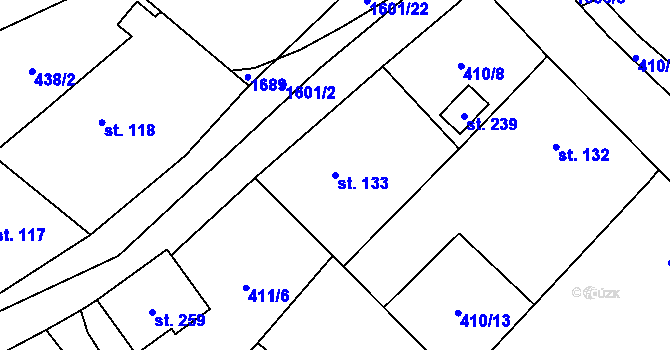 Parcela st. 133 v KÚ Mladotice, Katastrální mapa