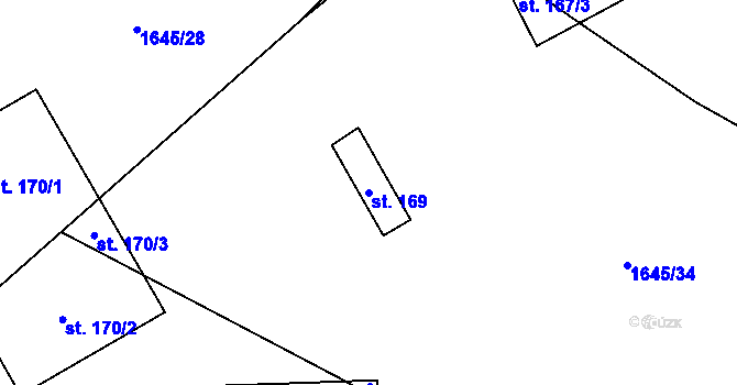 Parcela st. 169 v KÚ Mladotice, Katastrální mapa