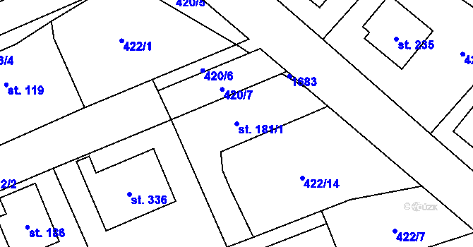 Parcela st. 181/1 v KÚ Mladotice, Katastrální mapa