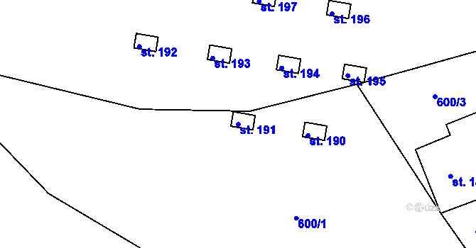 Parcela st. 191 v KÚ Mladotice, Katastrální mapa