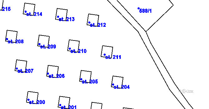 Parcela st. 211 v KÚ Mladotice, Katastrální mapa