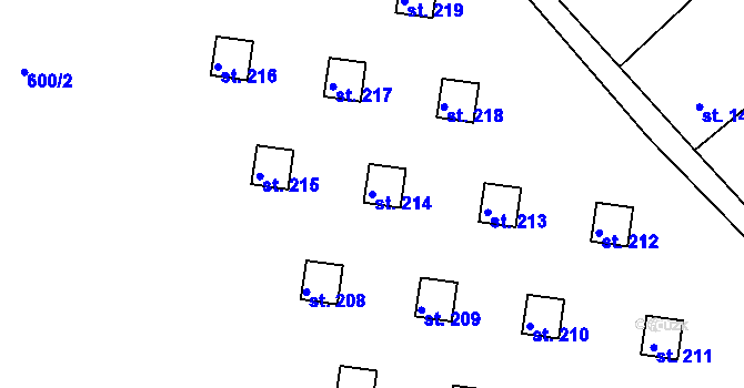 Parcela st. 214 v KÚ Mladotice, Katastrální mapa
