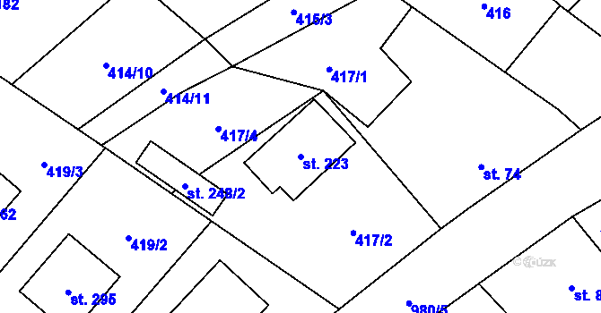 Parcela st. 223 v KÚ Mladotice, Katastrální mapa