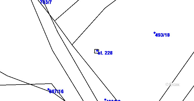 Parcela st. 228 v KÚ Mladotice, Katastrální mapa