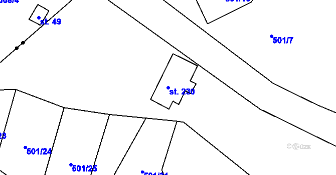 Parcela st. 230 v KÚ Mladotice, Katastrální mapa