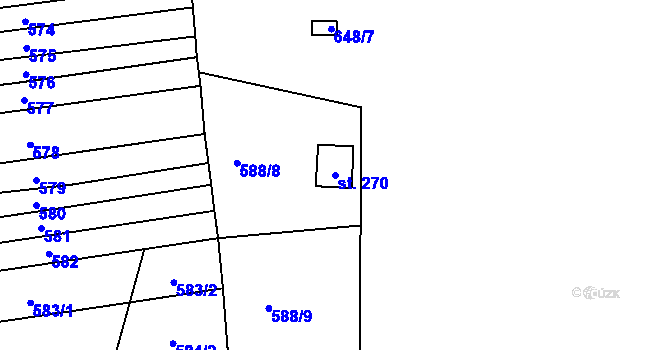 Parcela st. 270 v KÚ Mladotice, Katastrální mapa