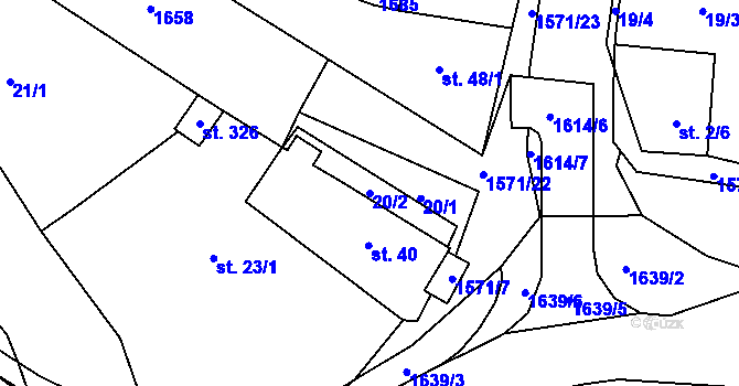 Parcela st. 20/2 v KÚ Mladotice, Katastrální mapa