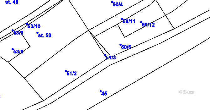 Parcela st. 51/3 v KÚ Mladotice, Katastrální mapa