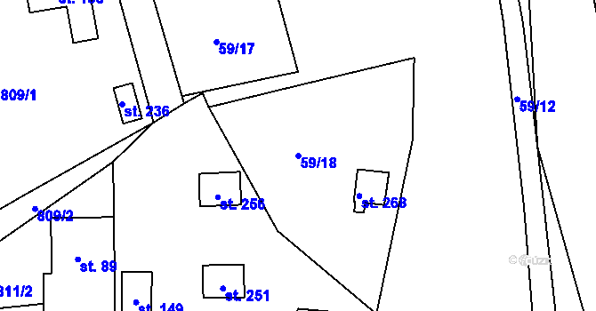 Parcela st. 59/18 v KÚ Mladotice, Katastrální mapa
