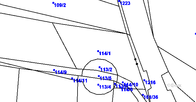 Parcela st. 114/1 v KÚ Mladotice, Katastrální mapa