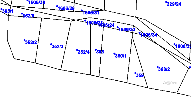 Parcela st. 355 v KÚ Mladotice, Katastrální mapa