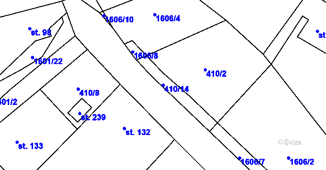 Parcela st. 410/14 v KÚ Mladotice, Katastrální mapa