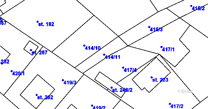 Parcela st. 414/11 v KÚ Mladotice, Katastrální mapa