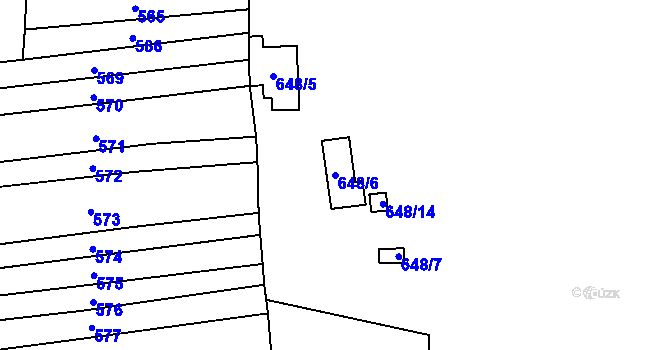 Parcela st. 648/6 v KÚ Mladotice, Katastrální mapa