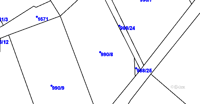 Parcela st. 990/8 v KÚ Mladotice, Katastrální mapa