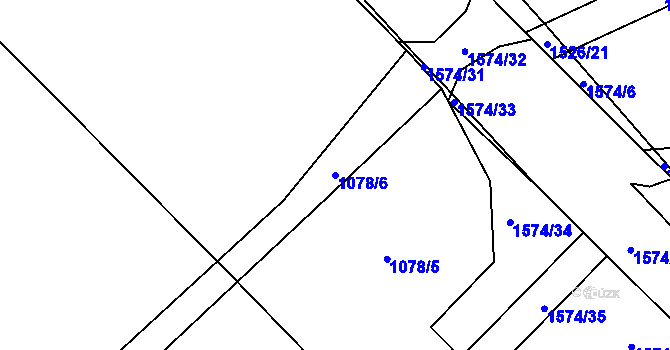 Parcela st. 1078/6 v KÚ Mladotice, Katastrální mapa