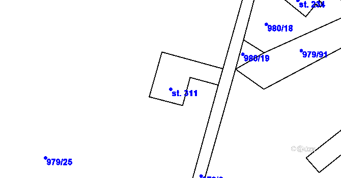 Parcela st. 311 v KÚ Mladotice, Katastrální mapa