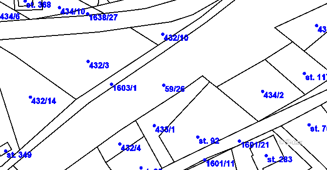 Parcela st. 59/26 v KÚ Mladotice, Katastrální mapa
