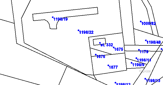 Parcela st. 1198/21 v KÚ Mladotice, Katastrální mapa