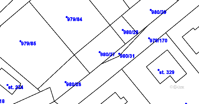 Parcela st. 980/27 v KÚ Mladotice, Katastrální mapa