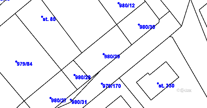 Parcela st. 980/29 v KÚ Mladotice, Katastrální mapa