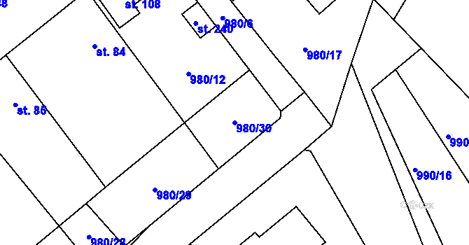 Parcela st. 980/30 v KÚ Mladotice, Katastrální mapa