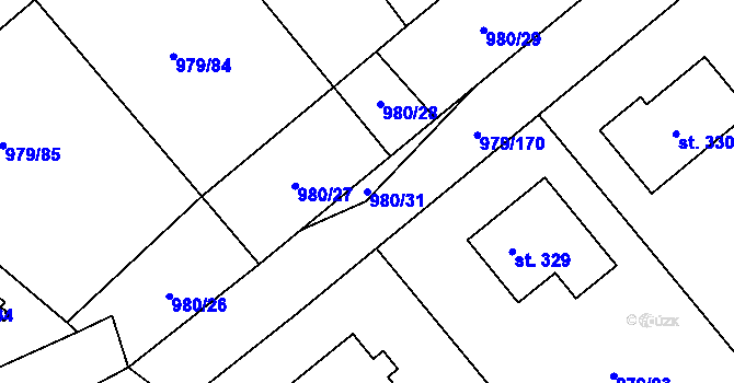 Parcela st. 980/31 v KÚ Mladotice, Katastrální mapa