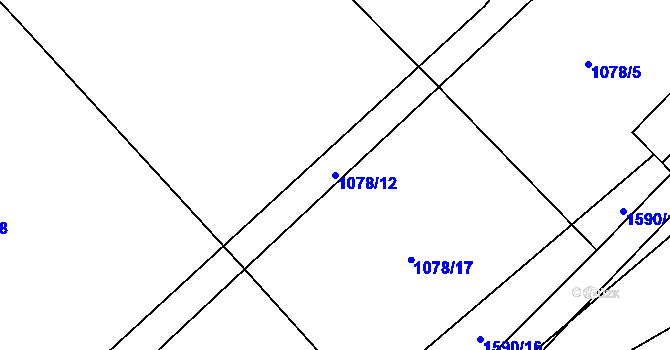 Parcela st. 1078/12 v KÚ Mladotice, Katastrální mapa