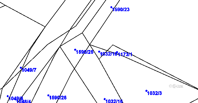 Parcela st. 1032/18 v KÚ Mladotice, Katastrální mapa
