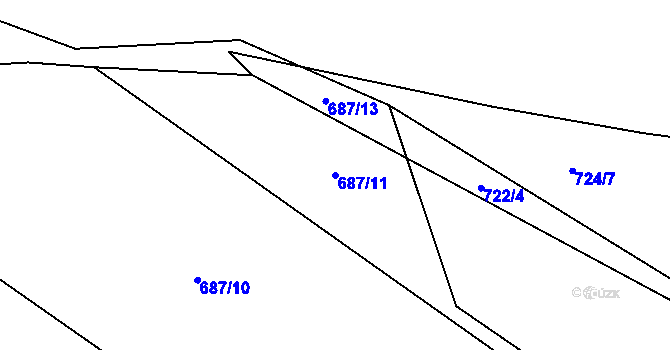 Parcela st. 687/11 v KÚ Mladotice, Katastrální mapa