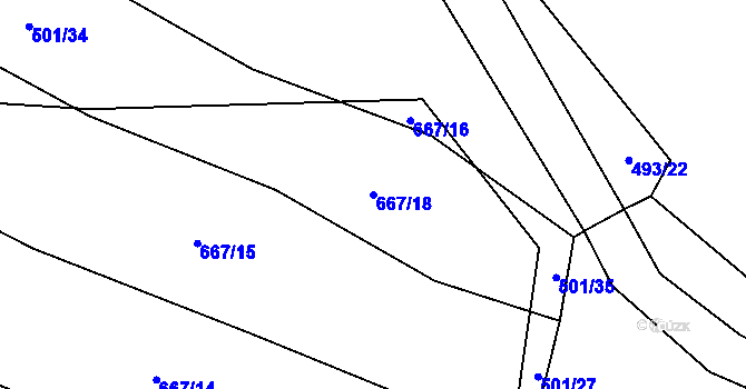 Parcela st. 667/18 v KÚ Mladotice, Katastrální mapa