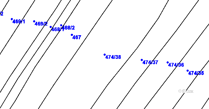 Parcela st. 474/38 v KÚ Mladotice, Katastrální mapa