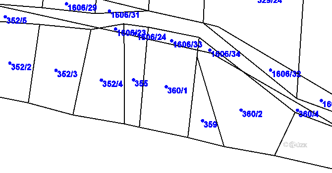Parcela st. 360/1 v KÚ Mladotice, Katastrální mapa