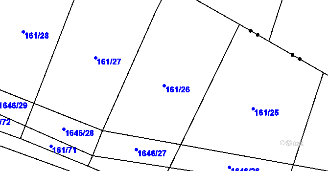 Parcela st. 161/26 v KÚ Mladotice, Katastrální mapa