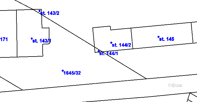 Parcela st. 144/1 v KÚ Mladotice, Katastrální mapa