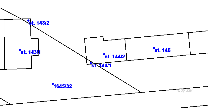 Parcela st. 144/2 v KÚ Mladotice, Katastrální mapa