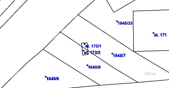 Parcela st. 172/1 v KÚ Mladotice, Katastrální mapa
