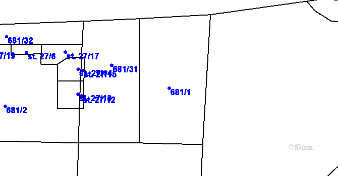 Parcela st. 681/1 v KÚ Strážiště u Mladotic, Katastrální mapa