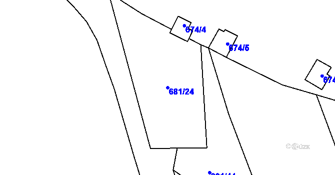 Parcela st. 681/24 v KÚ Strážiště u Mladotic, Katastrální mapa