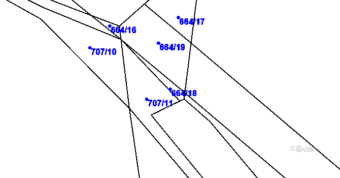 Parcela st. 664/18 v KÚ Strážiště u Mladotic, Katastrální mapa