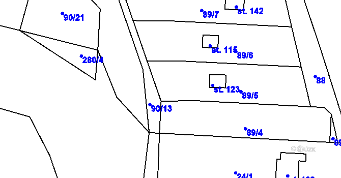 Parcela st. 90/12 v KÚ Mladotice nad Doubravou, Katastrální mapa