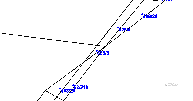 Parcela st. 525/3 v KÚ Budislavice, Katastrální mapa
