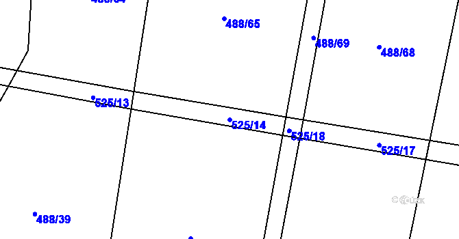 Parcela st. 525/14 v KÚ Budislavice, Katastrální mapa
