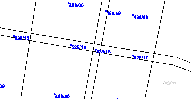 Parcela st. 525/18 v KÚ Budislavice, Katastrální mapa