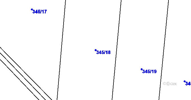Parcela st. 345/18 v KÚ Budislavice, Katastrální mapa