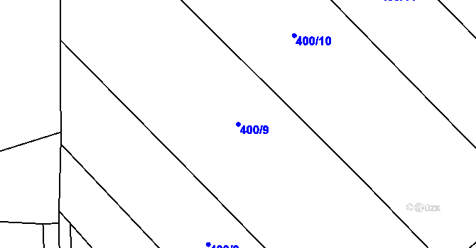 Parcela st. 400/9 v KÚ Budislavice, Katastrální mapa