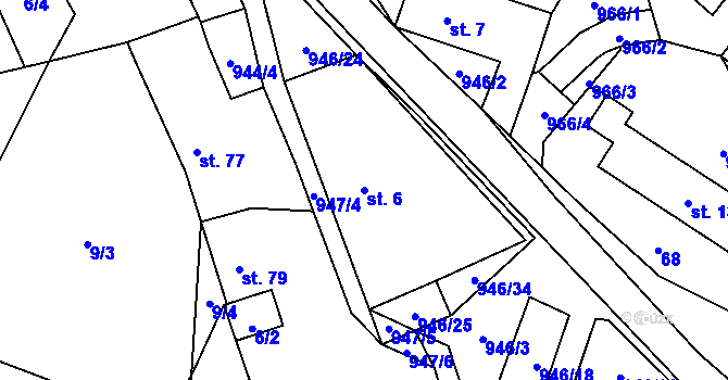 Parcela st. 6 v KÚ Mladý Smolivec, Katastrální mapa